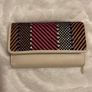 Tan and color pattern wallet